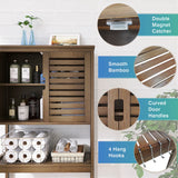 SMIBUY Bamboo Over-The-Toilet Storage Shelf with Adjustable 3-Tier Shelves - Walnut Finish SMIBUY