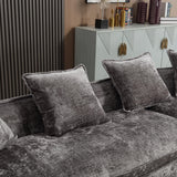 SmartEdge 125'' Modular Curved Sofa Couch, Chenille Deep Seat Sofa with 5 Pillows, Comfy 5 Seat Sofa Cloud Couch, Modular Sectional Sofa for Living Room Apartment Office, Grey SmartEdge