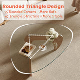 Miloyer Modern Coffee Table for Living Room and Small Spaces, 43.3" x 29.5" x 15.8" Triangle Tempered Glass Table Top and Eco-Friendly MDF Base, Natural Wood Miloyer
