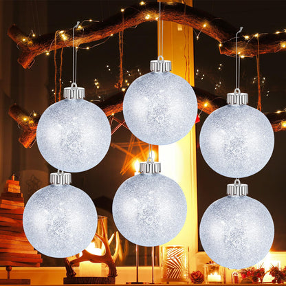 Libima 6 Pcs LED Lighted Christmas Ball Ornament Lights Outdoor Decorations Light Up Xmas Globe Pulsing Lights Battery Powered Hanging Christmas Ball Light for Christmas Tree (Silver)