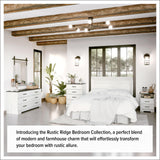 Prepac Rustic Ridge Farmhouse 6-Drawer Chest of Drawers for Bedroom, Wooden Bedroom Drawer Dresser with 6 Storage Drawers, 18.25in x 53.25in x 28.5in, Washed White, ADBR-1606-1 Prepac