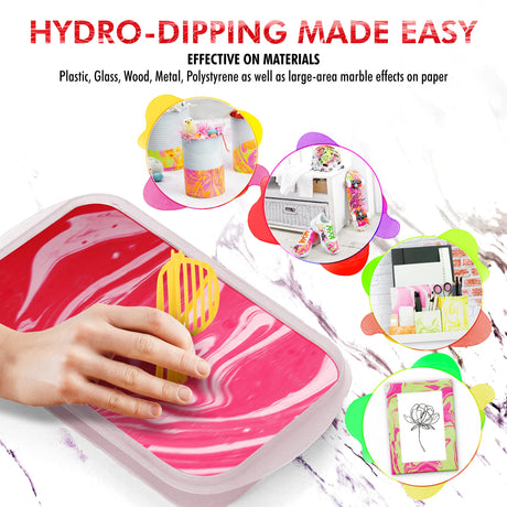 Marabu Easy Marble Paint Set - Neon Colors Starter Set - Marbling Paint Kit for Kids and Adults - Hydro Dipping Paint for Tumblers, Ceramic, Paper, Glass, Plastic - 5 x 15ml Bottles Marabu