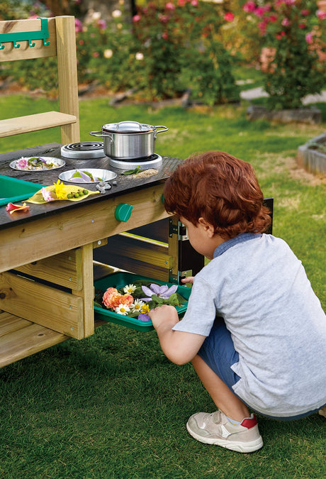Hape Outdoor Kitchen | Mud Kitchen Wooden Toy Playset with Accessories, for Children Ages 3+ Years Hape