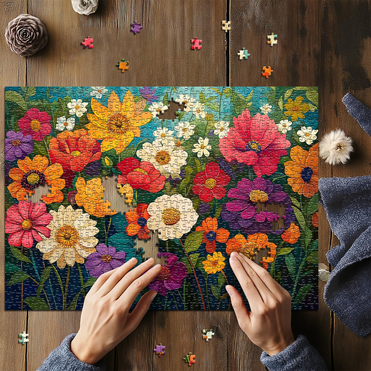 Flower Puzzles for Adults 1000 Pieces, Floral Art Jigsaw Puzzle, Colorful Spring Garden Puzzles, Nature Challenging Puzzles for Adults PICKFORU