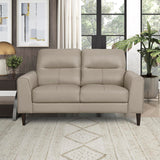 Lexicon Leather Loveseat Sofa, Modern Couch Sofa, Oversized Loveseat, Top Grain Leather Sofas for Living Room, Bedroom, Office, Apartment, Waiting Room, 2-Seater Loveseat, Latte Lexicon