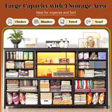 EnHomee Black Dresser with LED Lights & Power Outlets, 12 Drawers Dresser TV Stand for 60''TV for Bedroom Dresser Fabric Dressers & Chest of Drawers, Sturdy Long Dresser for Closet Living Room,Hallway EnHomee