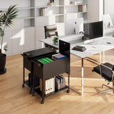 Mobile Files with Lock, Rolling File Cabinet Hanging Letter/Legal Size with Lockable Sliding Cover, Office File Organizer on Wheels MIIIKO