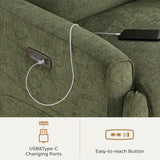 CHITA Electronic Power Recliner Chair Swivel Glider, FSC Certified Modern Nursery Rocking Chair with USB and Type-C Ports, Forest Green CHITA