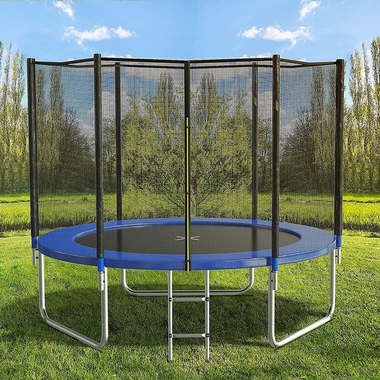 AOTOB 8 FT Trampoline Safety Enclosure Net Combo Bounce Jump for Kids Outdoor with Spring Pad Jump Mat & Ladder AOTOB