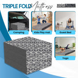Tri Folding Mattress Single Size - 4 Inch Foldable Mattress Portable Tri-fold Mattress with Washable Cover, Non-Slip Bottom Mattress Guest Bed, 75"x25"x4" Generic