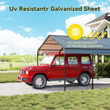 GRAVFORCE 12x20 FT Metal Carport, Heavy Duty Carports Canopy with Galvanized Steel Frame and Roof, Outdoor Garage Car Shed for Pickup, Boat, Cars and Tractors GRAVFORCE