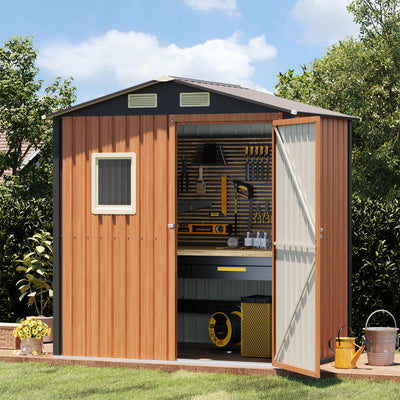 Canovire 6x4FT Outdoor Storage Shed, Metal Garden Shed with Updated Frame Structure, Lockable Door and Window, Large Tool Shed for Backyard, Patio,Lawn,Utility & Bike Storage