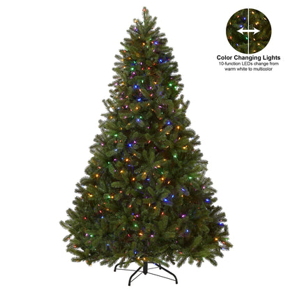 National Tree Company Pre-Lit 'Feel Real' Artificial Full Downswept Christmas Tree, Green, Douglas Fir, Dual Color LED Lights, 7.5 feet