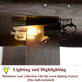 lunhung 3-Tier Lighted Glass Display Curio Cabinet with 2 Tempered Glass Doors & 1 Drawer,Curio Case with Mirrored Back Panel & Adjustable Shelves,Wine Display Cabinet for Living Room,Kitchen(Cherry) lunhung