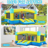 HOMMOW Big Bounce House,15 x 14.8 FT Inflatable Bounce Castle for Kids 3-12,Outdoor/Indoor Bouncy House with Blower,Slides,Obstacles,Trampolines,Basketball Hoop HOMMOW
