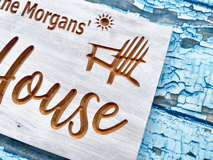 Custom Beach House Sign, Personalized Lake House Signs, Custom Wooden, Sign, Outdoor Wooden Sign - WoodArtSupply