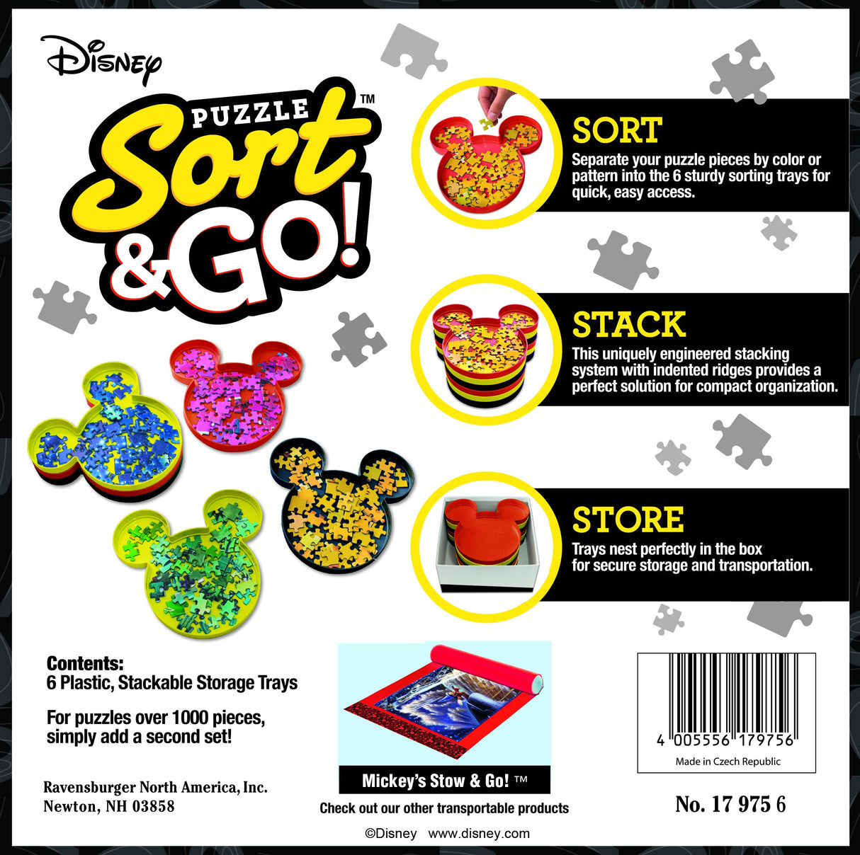 Ravensburger 17975 Disney Mickey Mouse Sort & Go Jigsaw Puzzle Accessory - Sturdy and Easy to Use Plastic Mickey Mouse Head Shaped Sorting Trays for Puzzles Up to 1000 Pieces Ravensburger