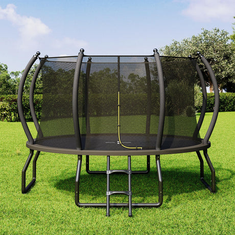 YUMPIE 8FT 10FT 12FT 14FT 16FT Outdoor Trampoline with Enclosure Net and Ladder, Recreational Trampolines for Kids and Adults, Quick Connect Frame, ASTM Approval YUMPIE
