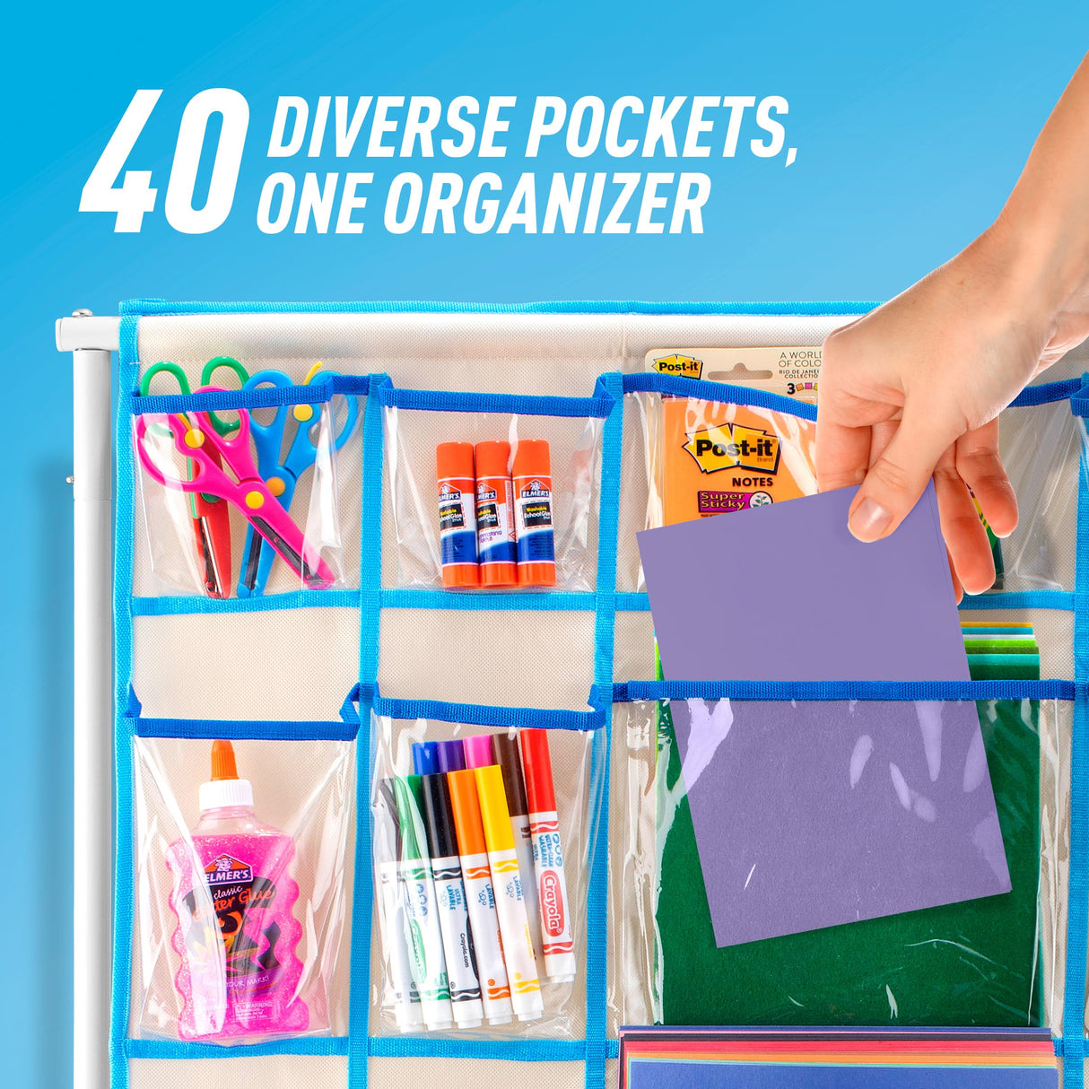 Craft Rolling Cart with Wheels - 40 Storage Pockets - Portable Organizer for Arts & Craft Supplies LC Crafts