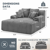 Mangodan 53.5”W Oversized Chaise Lounge Chair Indoor, Boneless Couch with 4 Pillows, Cozy Reading Chairs with Wide Arms, No Assembly Corduroy Boneless Chair, Memory Foam Couch for Living Room, Gray Mangodan