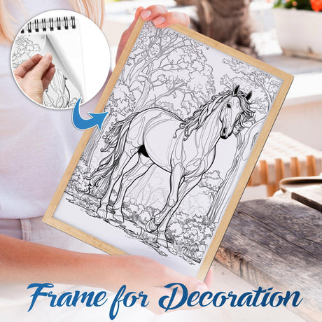 NETHOUSE Majestic Horse Spiral Coloring Book for Adult Relaxation & Stress Relief, 30 Coloring Pages of Elegant Horse Illustrations, Running Horse, Tail Art and Nature-Inspired Scenes, Detailed Mane NETHOUSE