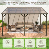 VIWAT 10' x 14' Gazebo, Outdoor Gazebos on Clearance with Aluminum Frame, Wall Mounted Gazebo & Pergola, Lean to Gazebo Awnings for Patio, Decks, Porch and Backyard VIWAT
