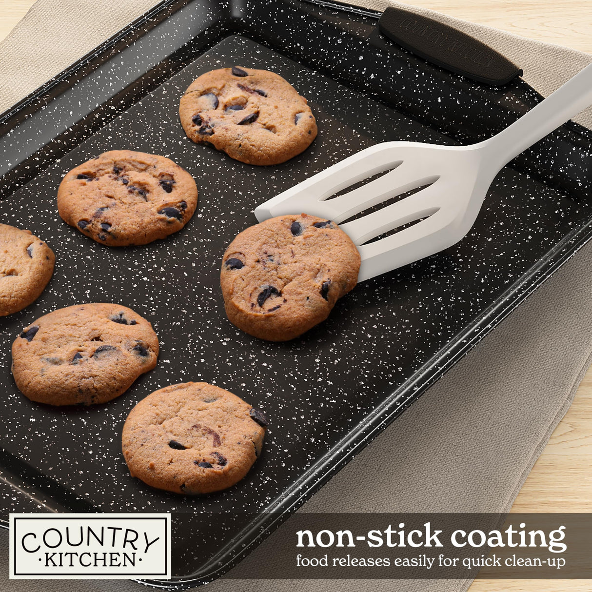 Country Kitchen Nonstick Stackable Bakeware Set - Durable, Easy Release Baking Set, Black, 10 Pcs Country Kitchen