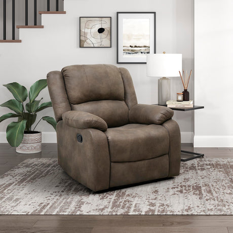Lexicon Manual Recliner Sofa Chair, Home Theater Seating, Wall Hugger Manual Reclining Nursery Chair for Bedroom/Living Room/Office/Apartment, Brown Polished Microfiber Lexicon
