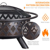 Yaheetech Fire Pit 36in Outdoor Wood Burning Fire Pits Wood Large Fire Bowl for Outside BBQ Bonfire Patio with Mesh Spark Screen, Poker and Rain Cover Yaheetech