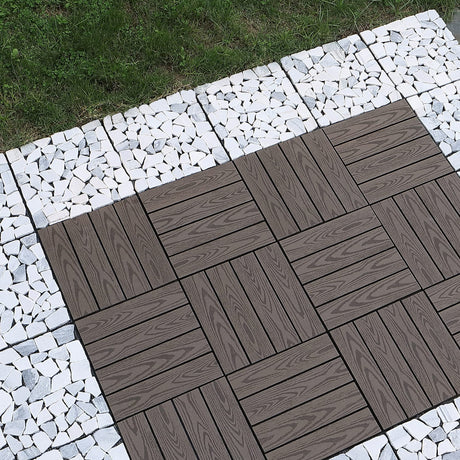 PURE ERA Natural Real Stone Interlocking Floor Deck Tiles Indoor Outdoor Use 12"x12" (4Pcs, 4 sq. Ft, Sliced Grey and White)- Great Upgrade to Patio Backyard Pathway PURE ERA