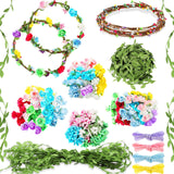 Syhood 20 Sets Flower Crowns Making Kit, Make Your Own Flower Crown Wreath Headbands and Bracelets Craft Kit Hair Accessories Handmade DIY Floral Garland Presents for Girls Syhood