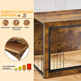 Yaheetech 32'' Dog Crate Furniture with Cushion Wooden Dog Crate with Double Doors/Adjustable Feet Side End Table for Small/Medium Dogs Yaheetech