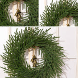 Dolicer Christmas Wreath - 24" Real Touch Norfolk Pine Wreath, Christmas Wreaths for Front Door Artificial Pine Green Wreath with Bell for Wall Windows Mantle Outdoor Outside Christmas Decoration Dolicer