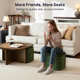 CHIC HOUSE Small Square Coffee Table with Storage, Mid-Century Modern Coffee Tables with 4 Chenille Ottomans Underneath, Center Table for Living Room, Apartment Small Space, Walnut CHIC HOUSE
