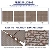 skillmaid 72 PCS Plastic Interlocking Deck Tiles - 12" x 12" Waterproof Indoor Outdoor Flooring All Weather Use, Patio Floor Decking for Porch Poolside Backyard Balcony, Brown skillmaid