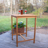 Sunnydaze 2-Person Solid Teak Wood Square Patio Bar Table - for Indoor or Outdoor Use - 31" Square x 43.5" H Sunnydaze