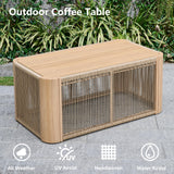 DAYARUS 4 Piece Patio Furniture Set, Aluminum Patio Conversation Set, Rope Rattan Patio Sectional Sofa, All Weather Outdoor Sofa Couch with Coffee Table and Cushions for Lawn/Backyard/Deck, Green DAYARUS