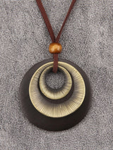 Bjesinmo Wooden Necklaces for Women Long Brown Necklaces Boho Pendant Necklace for Women Ethnic Style Wood Jewelry Necklace Bjesinmo