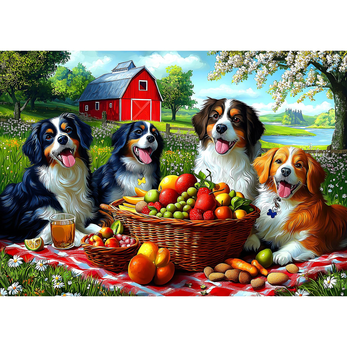 Puzzles for Adults 500 Pieces Cute Dogs Jigsaw Puzzles 500 Pieces Difficult Fun Puppy Autumn Picnic Unique Family Puzzle Challenging Games Gift for Teens Kids Adults (21"x15") MINIWAN