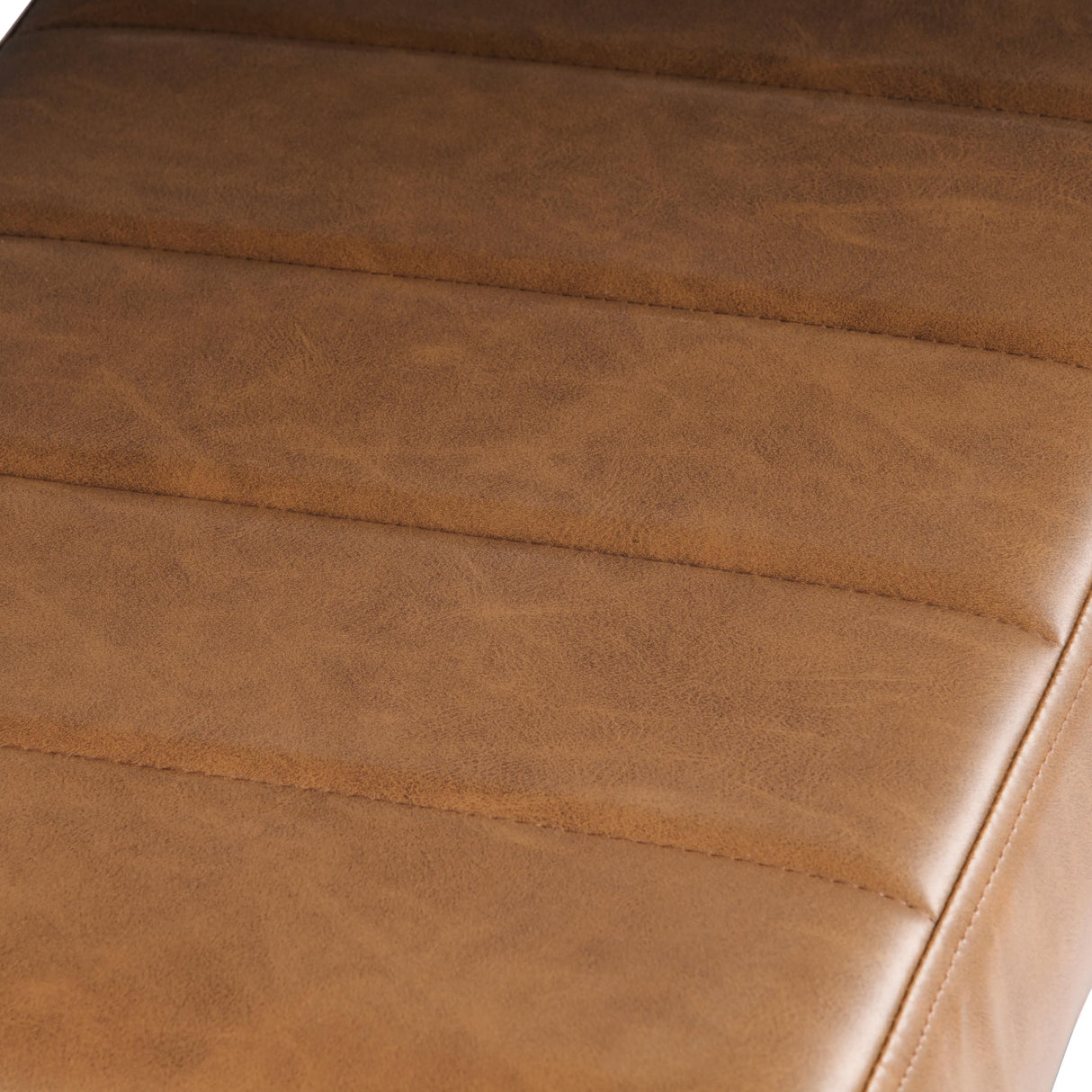 HomePop Theodore Channel Tufted Small Ottoman - Carmel Faux Leather HomePop