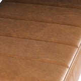 HomePop Theodore Channel Tufted Small Ottoman - Carmel Faux Leather HomePop