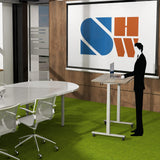 SHW Electric Height Adjustable Mobile Rolling Standing Desk Workstation, 40 x 24 Inches, Maple SHW