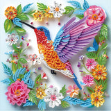 Hummingbird Special Shape Diamond Art Kits for Beginners,5D Small Diamond Painting Kits for Adults DIY Flowers Diamonds Dots Painting with Crystals Rhinestones Gem Art and Crafts 11.8 X 11.8inch Paintcolor
