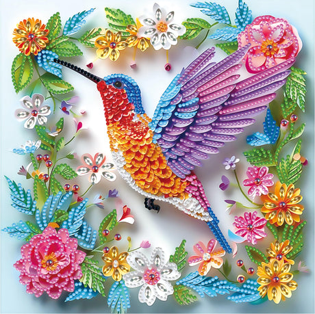 Hummingbird Special Shape Diamond Art Kits for Beginners,5D Small Diamond Painting Kits for Adults DIY Flowers Diamonds Dots Painting with Crystals Rhinestones Gem Art and Crafts 11.8 X 11.8inch Paintcolor