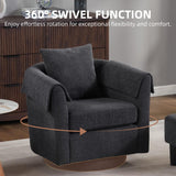 FLEXISPOT Swivel Accent Chair with Ottoman – Modern Chenille Barrel Armchair with Removable Back Pillow & Armrest Covers for Living Room, Bedroom, or Office, Black FLEXISPOT