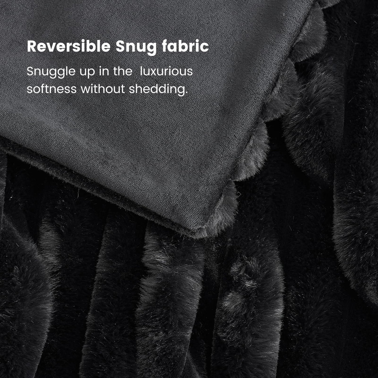 Cozy Bliss Faux Fur Throw Blanket for Couch, Cozy Warm Plush Striped Blanket for Sofa Bedroom Living Room, 50 * 60 Inches Black Cozy Bliss