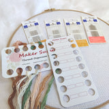 Maker Susan 10 Pack Embroidery Thread Organizer Cards, Embroidery Floss Organizer Holder 16 Positions Cross Stitch Per Bobbin for Thread, Embroidery Floss Bobbin Cardboard, Thread Keeper, DIY Storage Maker Susan