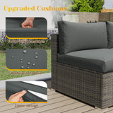 May in Color 5 Piece Outdoor Patio Sectional Furniture Set, Weather Resistant Rattan Outside Couch, Waterproof Conversation Sofa for Balcony, Porch, Backyard, Deck, Garden, Grey May in Color