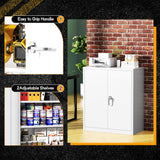 Greenvelly Metal Storage Cabinet with Lock,36" White Lockable Storage Cabinet with Doors and Adjustable Shelves, Locking File Cabinet for Garage,Home,School,Pantry Greenvelly