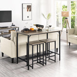 Yaheetech 3 Piece Industrial Bar Table Set with Backless Stools - Stylish Counter Height Kitchen Furniture for Small Spaces Yaheetech